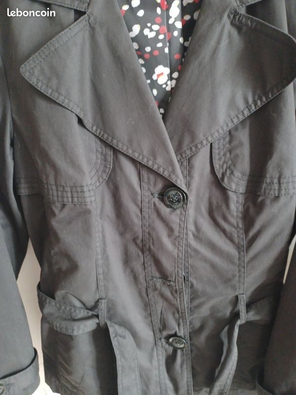 Veste noire avec ceinture Marque MS Mode (image 2)