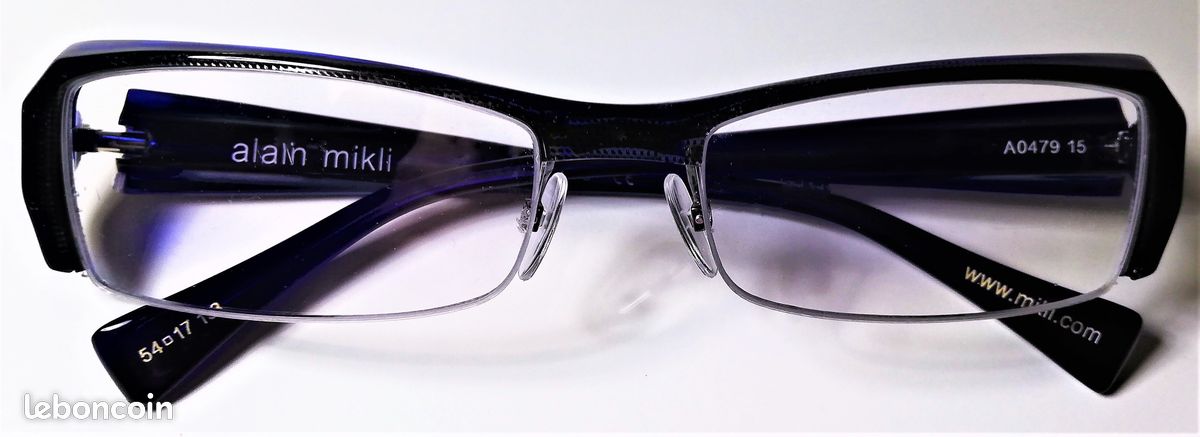 Lunettes Vintage Alain Mikli Modèle A0203 - Monture Demi-rim Marron Et Bleu - Acétate - Taille Verre 50mm - Neuf Sans étiquette