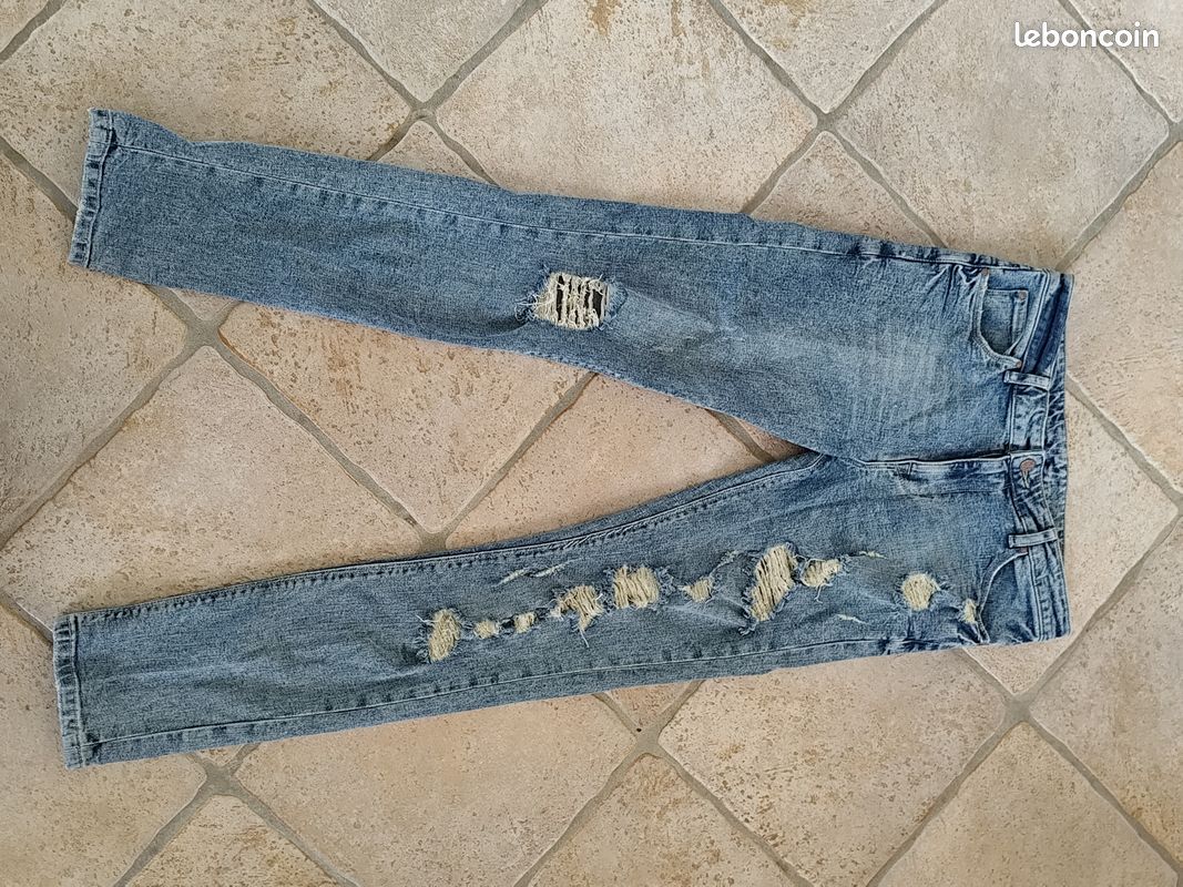Jeans déchirés homme, 32x32, bleu délavé, Asos (image 1)