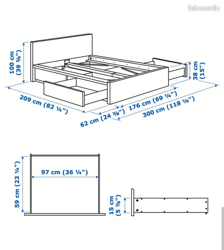 Cadre lit Malm ikea 160x200 (image 3)