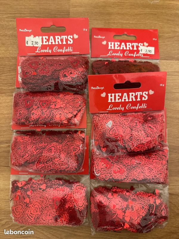 8 paquets de confetti cœur rouge (image 1)