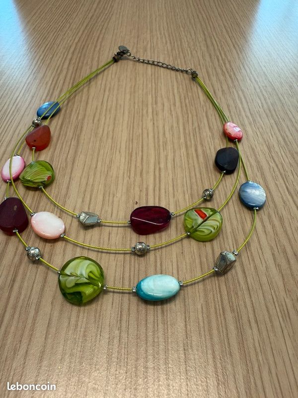 Collier Fantaisie Long En Perles Multicolores – Style Bohème – Occasion