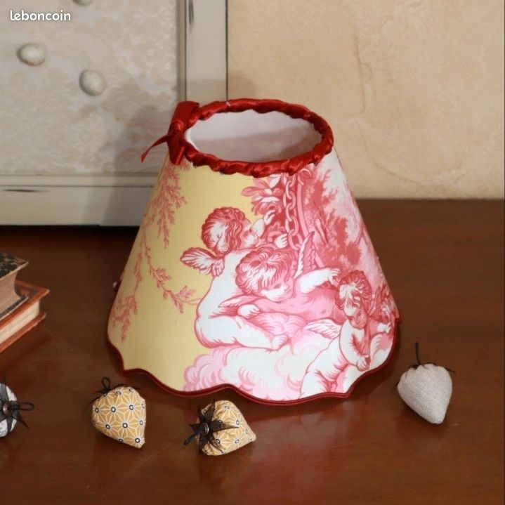 Grand Abat-jour En Lin Motif Roses Anciennes – 41 Cm – Douille E27