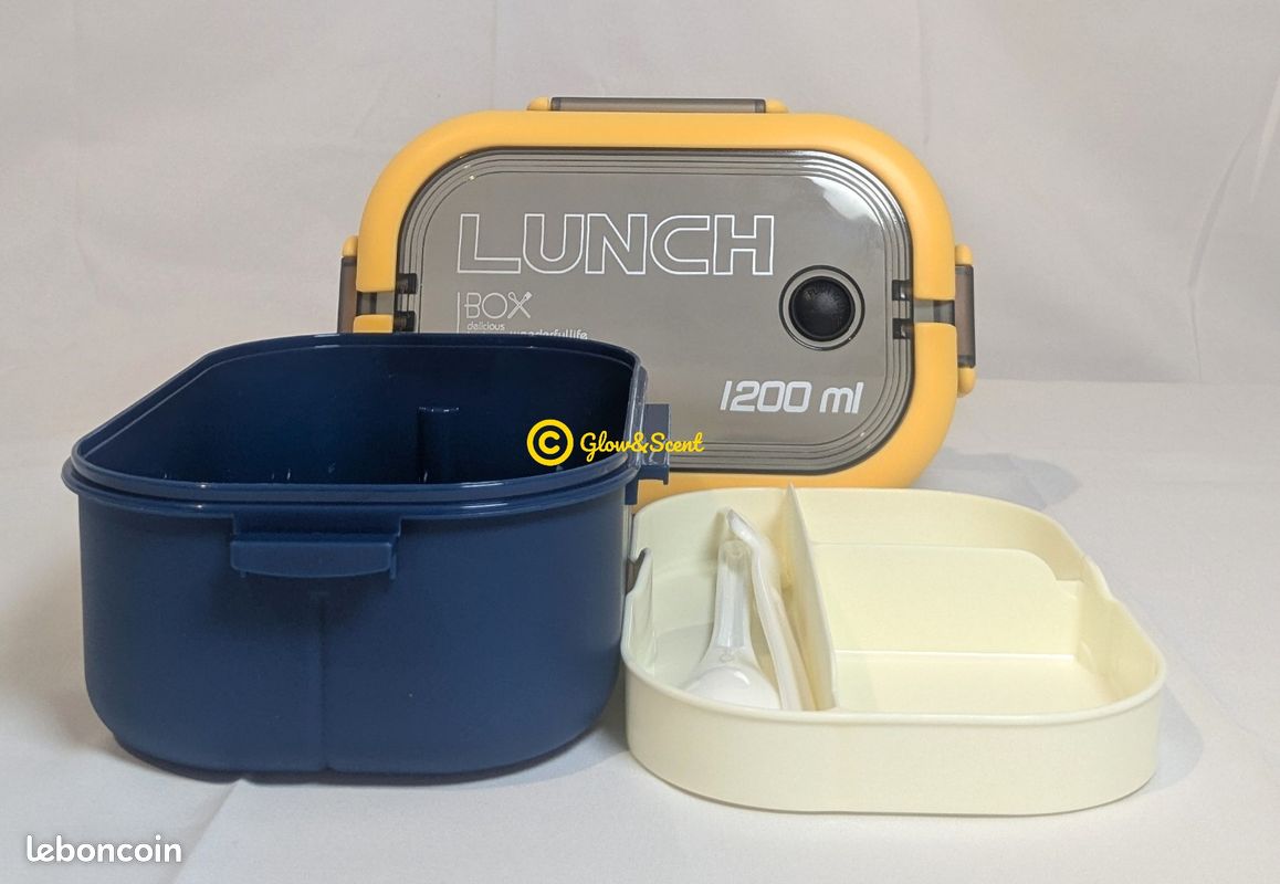 Boîte Bento Anti-Fuites - 2 Étages - Bleu & Jaune 💛💙 (image 4)