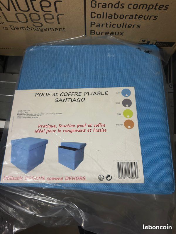 Pouf/tabouret bleu neuf (image 1)