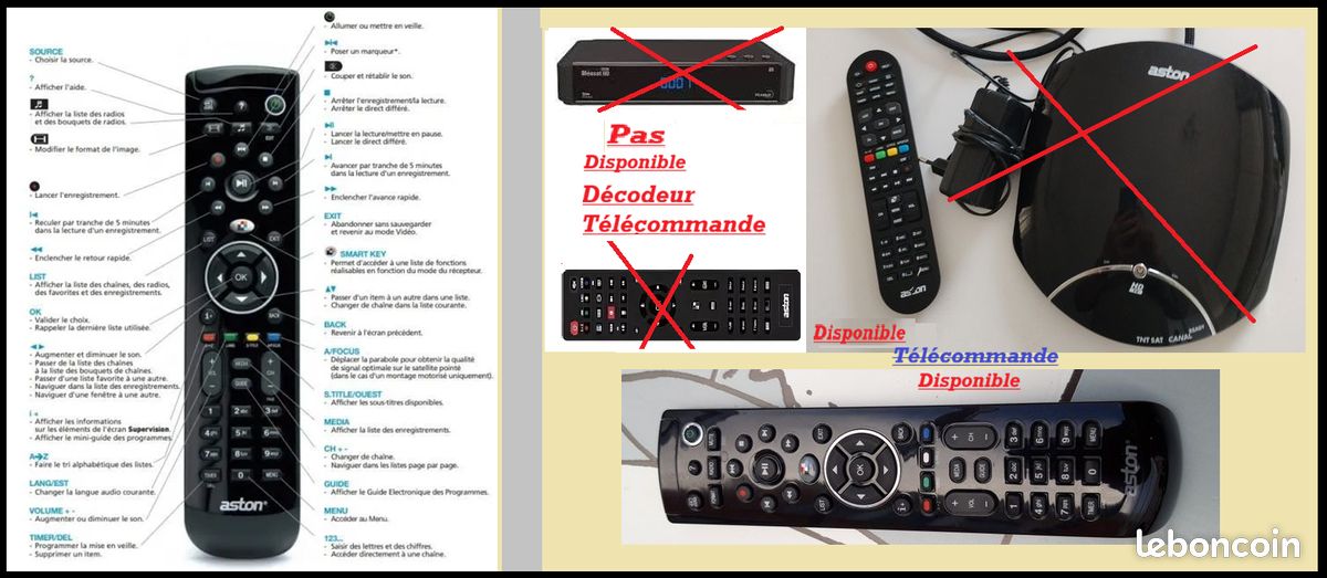 Aston Télécommande de Remplacement Compatible modèle MEOSAT/Maya / Simba