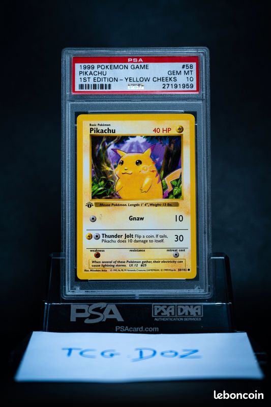 1999 POKEMON Pikachu Yellow Cheeks (Base Set) ANGLAIS 1st edition PSA 10 -  Collection