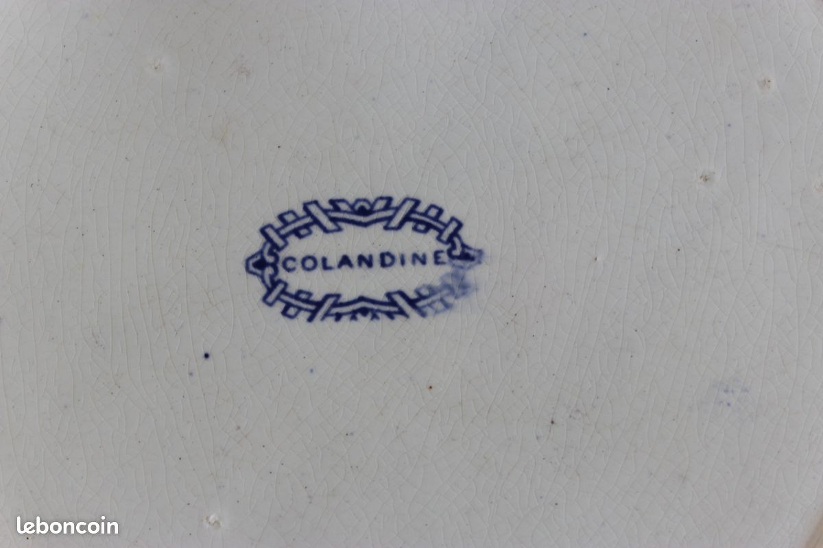 Rare Plat à gâteau ancien faience anglaise 19 ème Colandine (image 4)