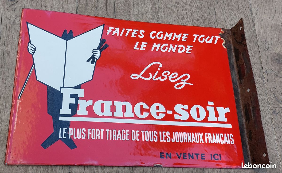 PLAQUE ÉMAILLÉE DE Presse France Soir EUR 99,00 - FR