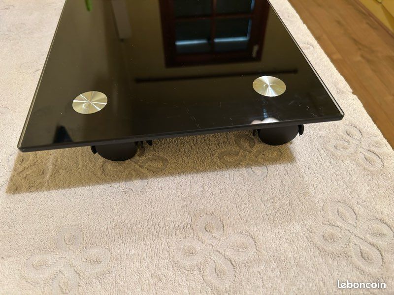 Plateau en verre noir sur roulettes pour tour d’ordinateur (image 2)