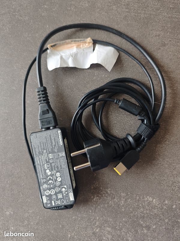 Chargeur Original Lenovo Slim Tip (Embout rectangulaire jaune) (image 1)