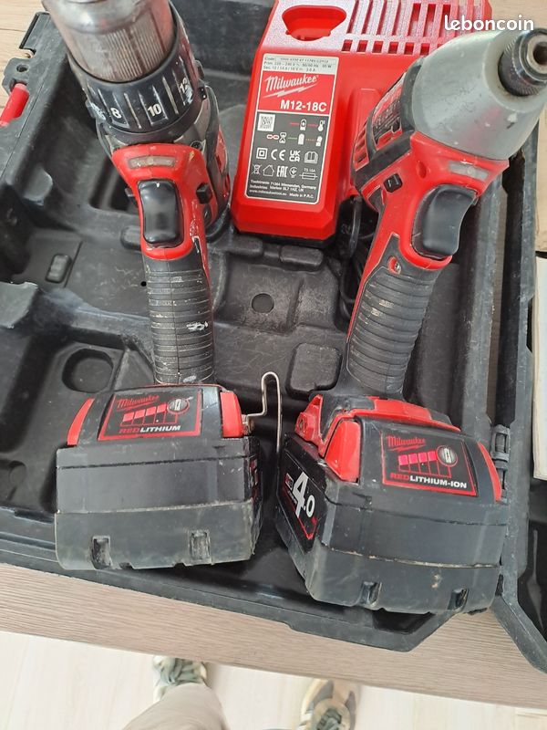 Pack Milwaukee M18 complet - Perceuse M18 BPD + Visseuse choc M18 BID + 2 Batteries 4.0Ah (image 3)