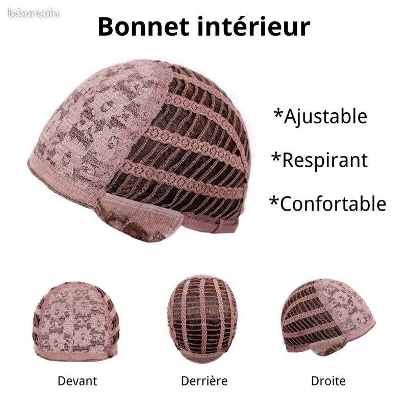 Perruque Synthétique Noire Courte Avec Frange - 30cm, Bonnet Monofilament, Neuve