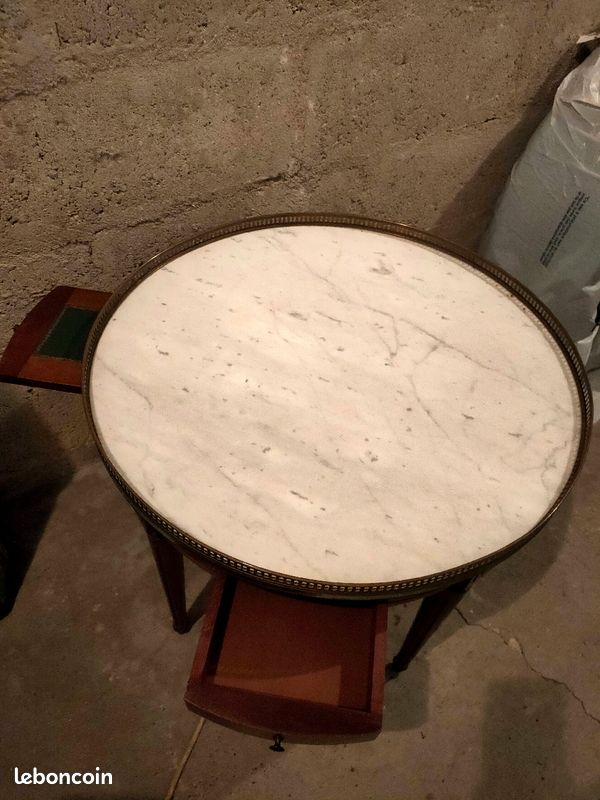 Table ancienne marbre et bois (image 1)