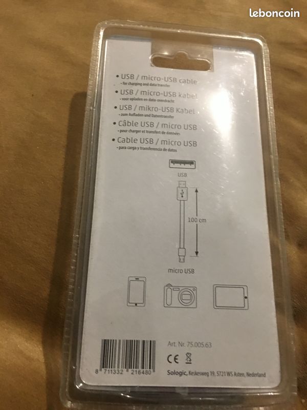 Chargeur USB /micro - USB CABLE , 1 mètre , neuf dans l,emballage d,origine (image 4)