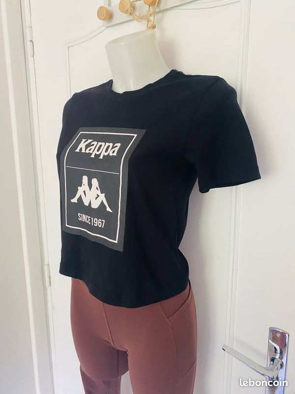 T-shirt Kappa crop top noir 100% coton (image 4)