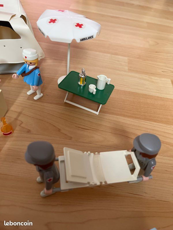 PLAYMOBIL Vintage Hôpital De Campagne 3224 (1988) - Set Secours Complet Avec Personnages