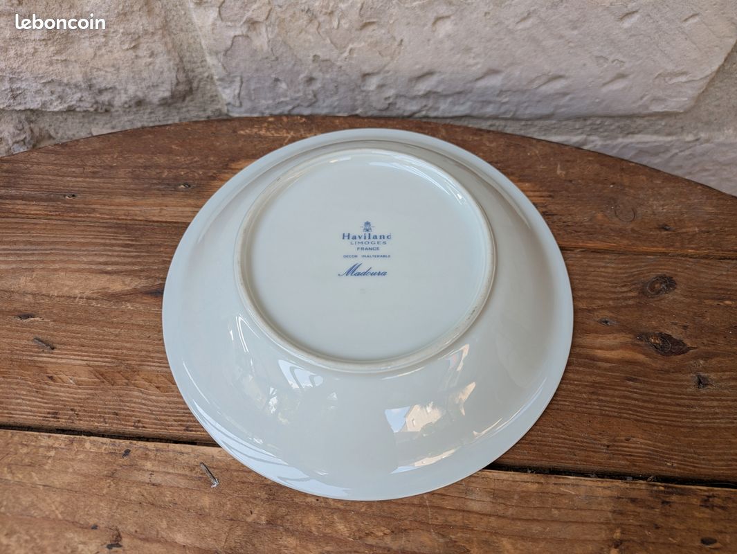 Assiette creuse en porcelaine Haviland Limoges France modèle Madoura 18.5cm - Vaisselle ancienne vintage (image 10)