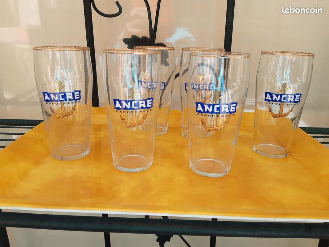 12 Verres Ancre Dorée et Bleue + Verre Bougie Ancre 1970 (image 4)