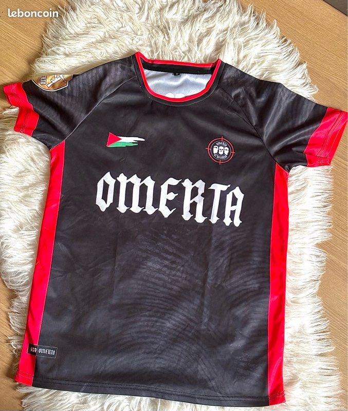 T-shirt Omerta 47 Homme – Maillot Décontracté Style Streetwear, Noir Et Rouge, Neuf