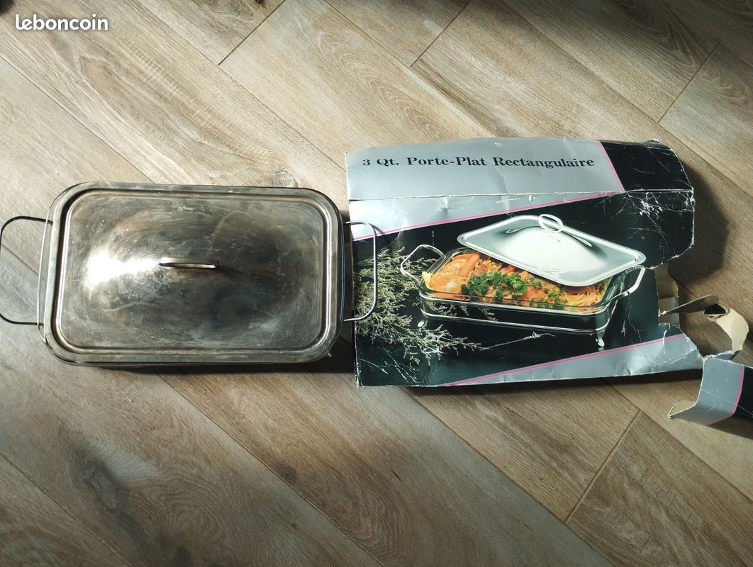 Porte-plat rectangulaire inox + Pyrex 3L avec couvercle – 39 cm (image 2)