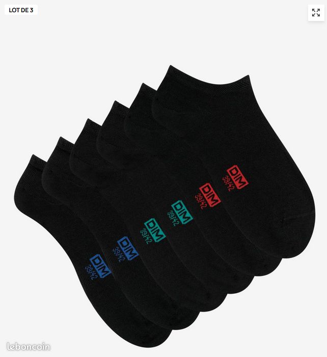 Lot de 3 paires de socquettes invisibles noires Homme taille 43/46 - neuves (image 6)