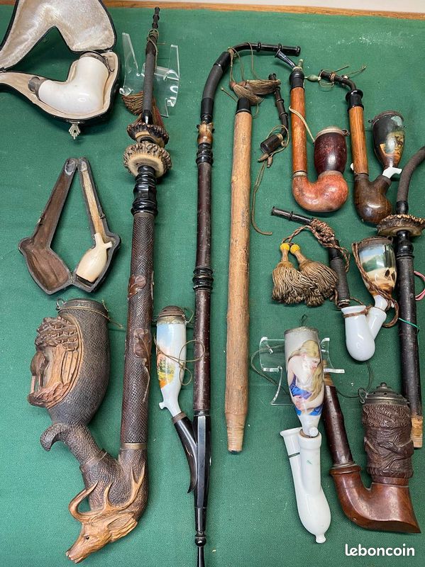 Ensemble d'une collection ancienne de pipes, No tabac, cigarettes, papier, Saint-Claude, Chacom, Butz Choquin, Peterson, Dunhill (image 1)