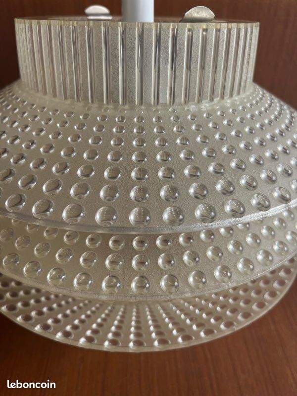 Lustre Plafonnier Vintage Années 70 En Plexiglas - Design Rétro, Lampe Suspendue