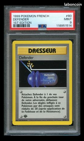 Carte Pokmon - Defender 80/102 Wizards Set de Base dition 1 franais PSA  9 - Collection