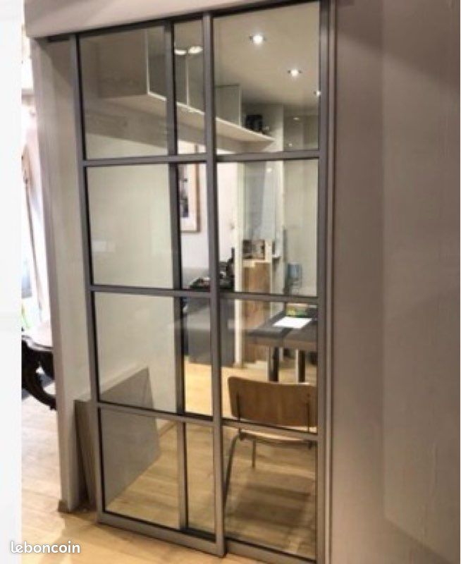 2 portes coulissantes alu et verre h 245 | 142 (image 1)