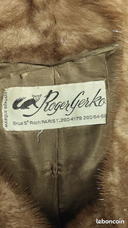 Manteau De Vison Femme Roger Gerko Noir - Taille M, Occasion Très Bon état, Doublure Polyester