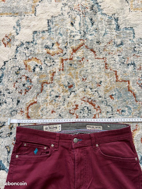 Pantalon chino Bordeaux uni brodé - Marlboro Classics - W31 L34 (image 9)