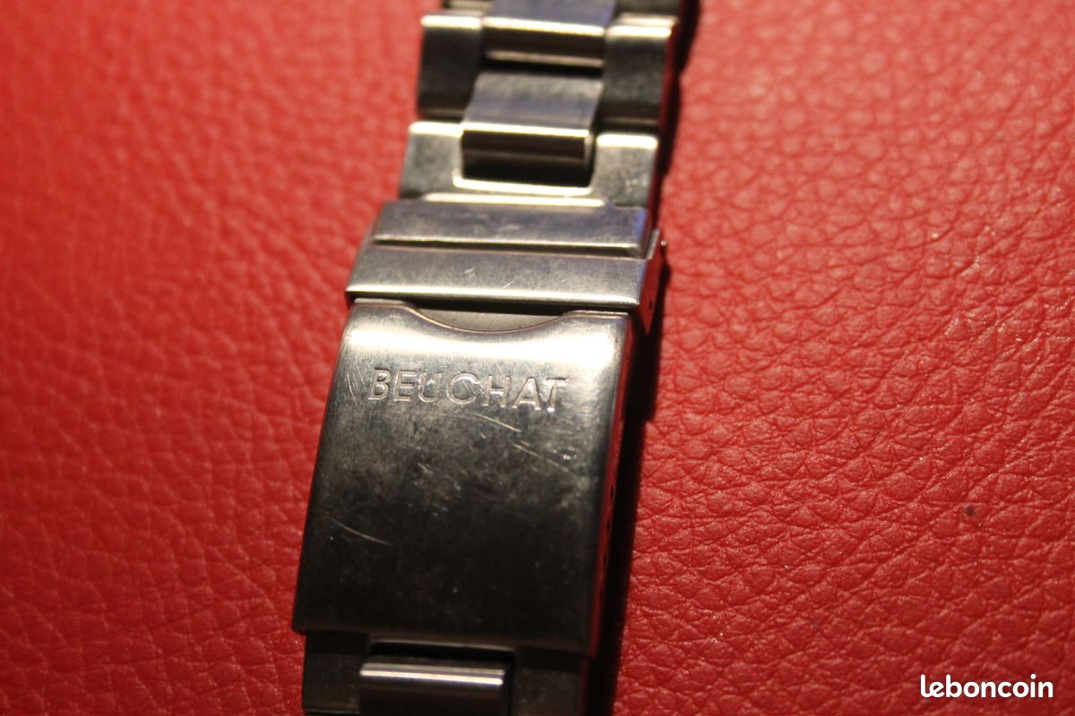 Ancien gros bracelet acier montre Beuchat 115 grammes 20-22 mm (image 2)