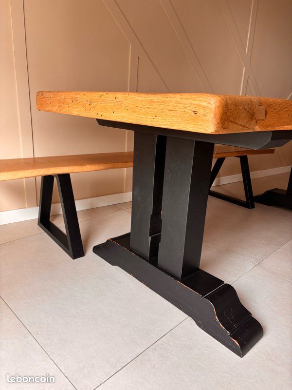 Table de salle à manger en chêne massif + banc assorti (image 4)
