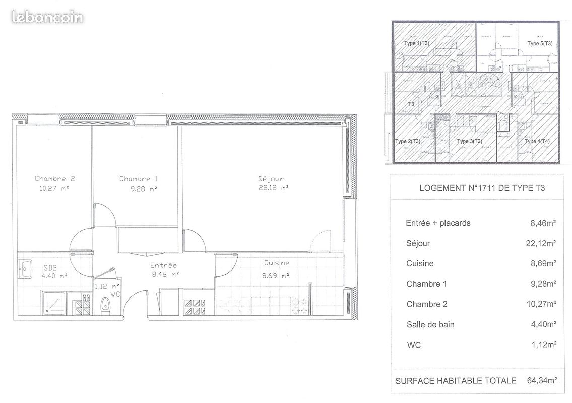 Appartement 3 pièces 64 m² · au Mans · 64 m² · 620 €/mois