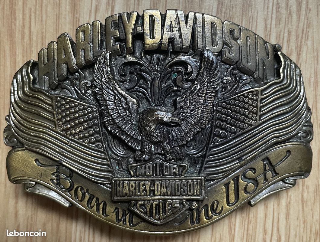 Boucle De Ceinture Harley Davidson Vintage Fabriquée Aux USA - Occasion Très Bon état