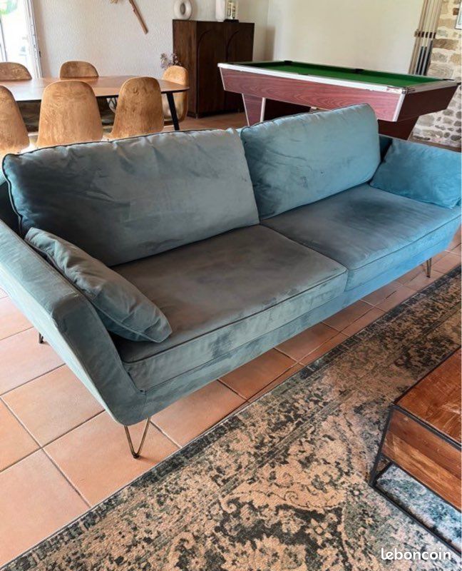 Canapé velours 5 places vert La Redoute Intérieur modèle Topim (image 1)