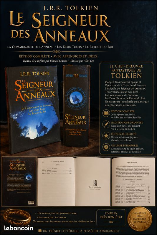 J R R TOLKIEN LE SEIGNEUR DES ANNEAUX dition int grale illustr e par Alan Lee Un monument de la litt rature fantastique - Livres