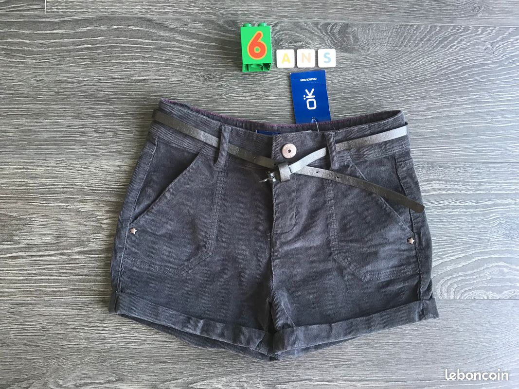 Short neuf gris en velours ans fille Okaïdi Vêtements
