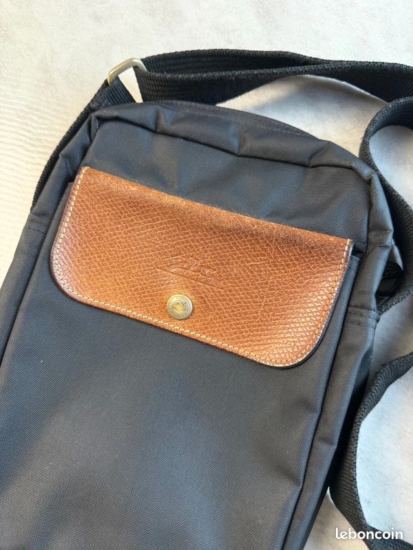 Sac à bandoulière Longchamp vintage noir et marron - Unisexe (image 2)
