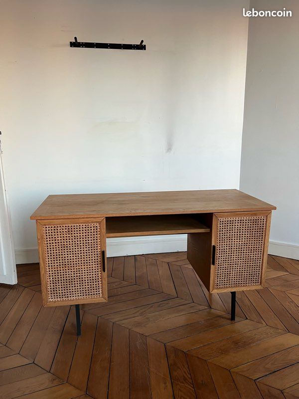 Bureau chêne portes en canage (image 1)