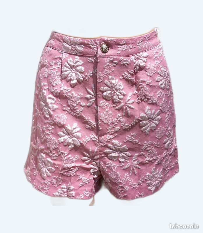 Short femme vieux rose brodé Vêtements