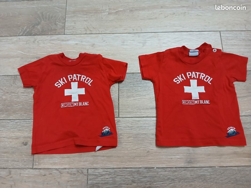 2 T-shirts jumeaux ski patrol 18 mois rouge (image 1)