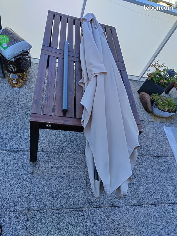 Parasol rectangle beige hestia avec pied (image 10)
