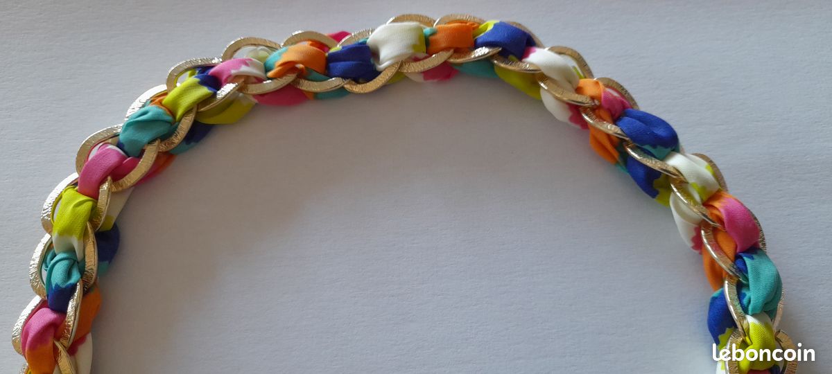 Serre tête " vintage" multicolore - Etat neuf - tissus et métal (image 3)