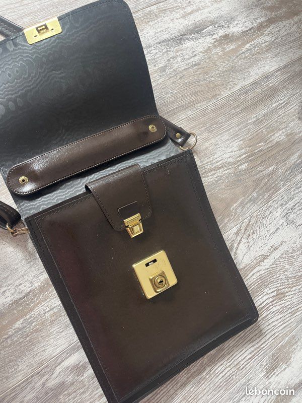 Sac pochette avec sangle vintage marron (image 3)