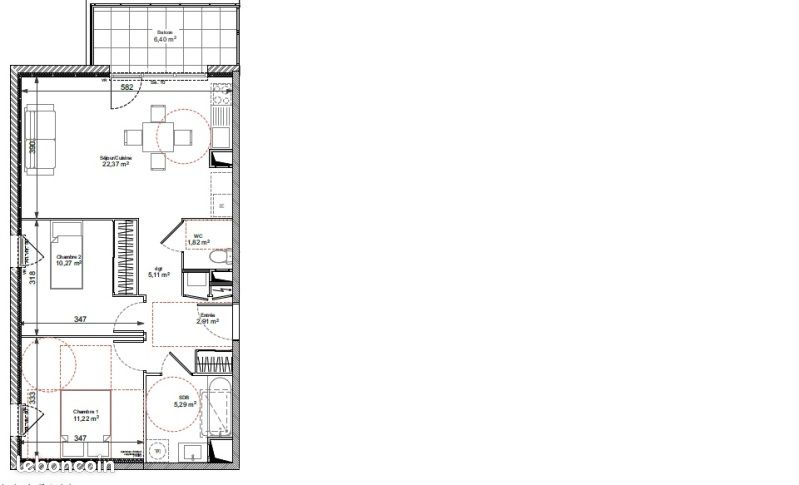 Appartement 3 pièces 58 m² · à Chasse-sur-Rhône · 58 m² · 841 €