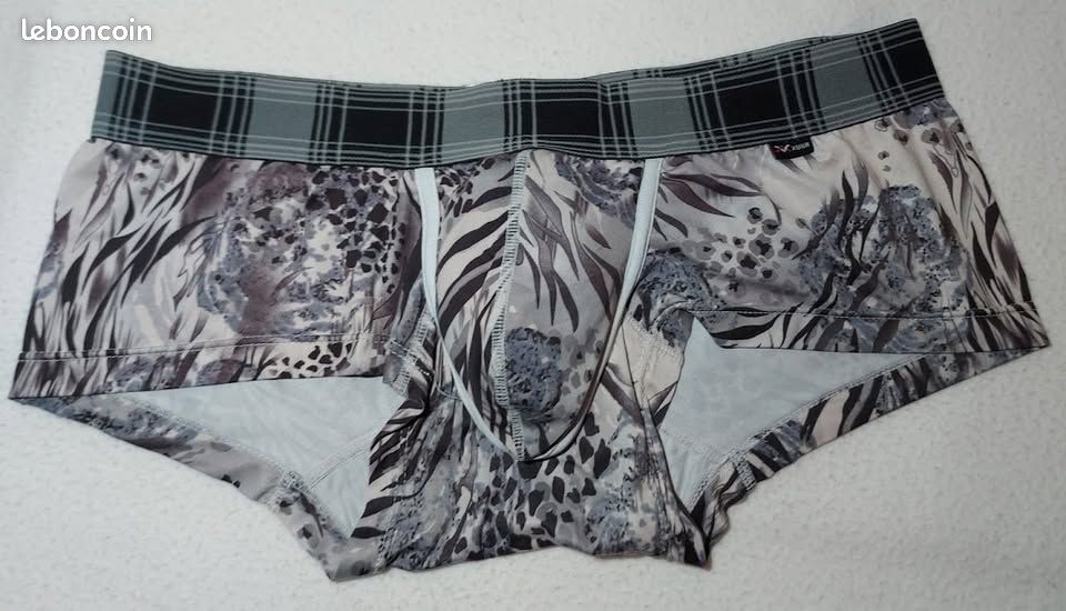 Xuba 2 Boxers Homme Fantaisie Coupe Shorty Gris Feuillage Léopard & Gris Imprimé Léopard Taille M (image 2)