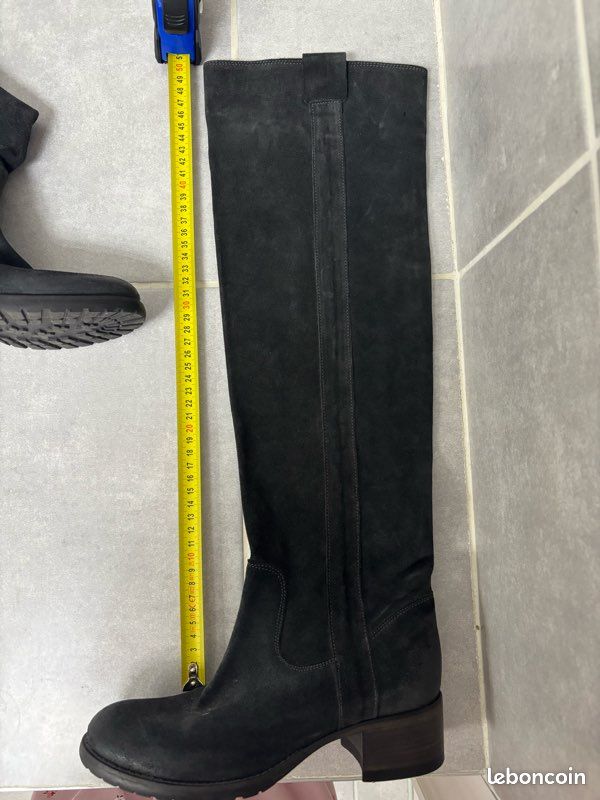 Bottes Vero Cuoio En Cuir Noir - Taille 37, Style Chelsea, Talon Carré Bas, Occasion Très Bon état