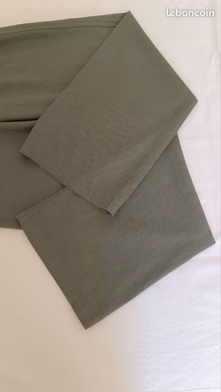 Pantalon coton lin kaki taille 34 (image 4)